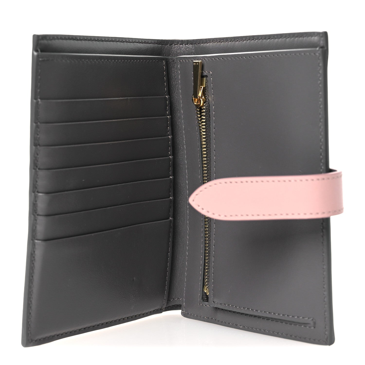 Celine Grained Calfskin Medium Multifunction Strap Wallet Grey Vintage Pink 5 of 9