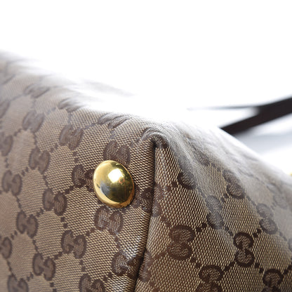 Gucci Crystal Monogram Medium Babouska Shopping Tote Dark Brown 10 of 11