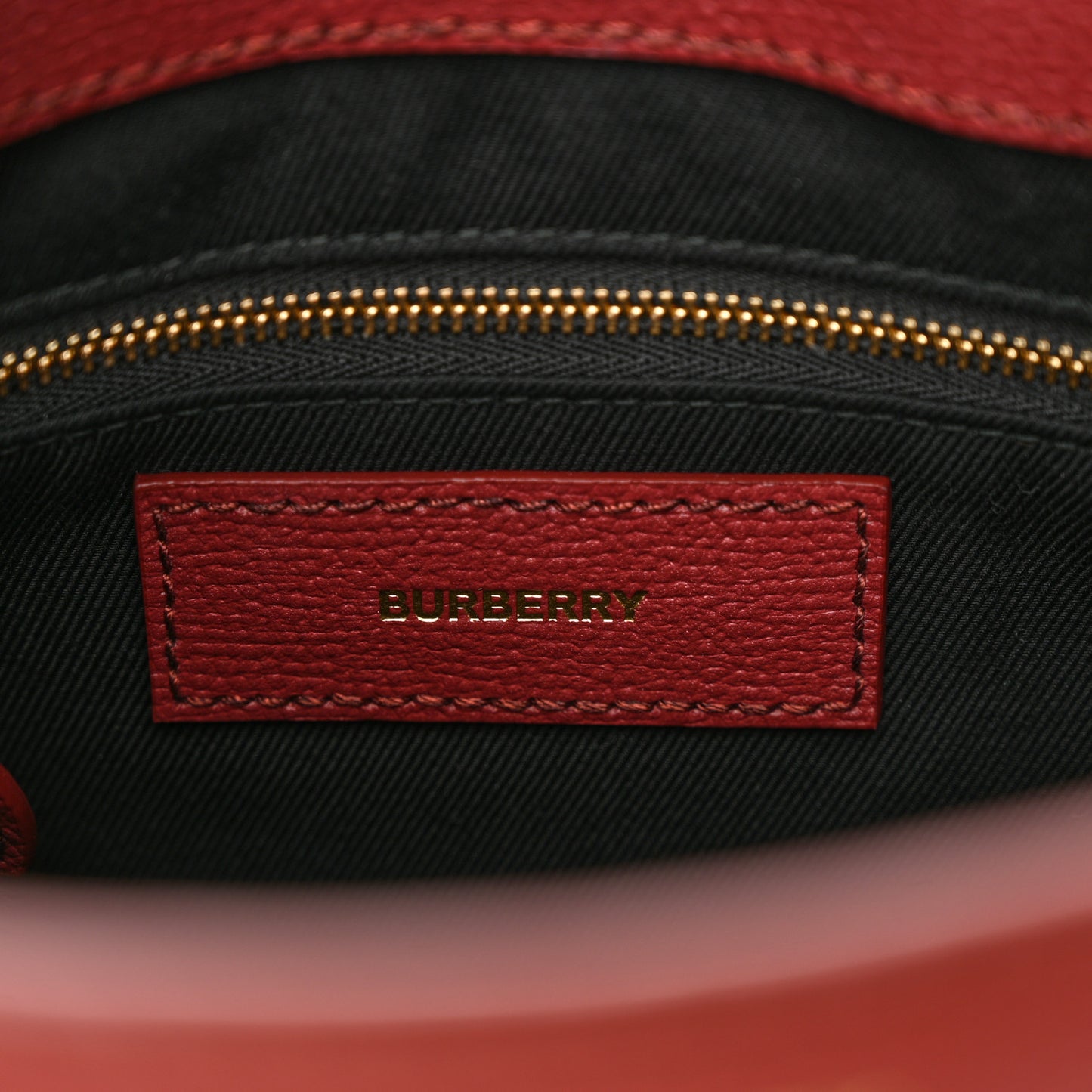 Grainy Calfskin House Check Small Banner Tote Crimson