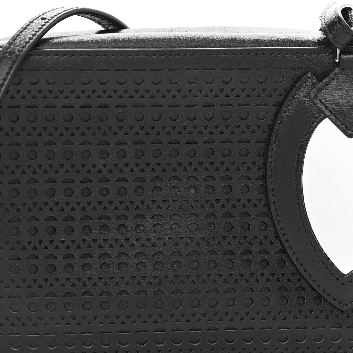 Calfskin Laser Cut Camera Bag Black