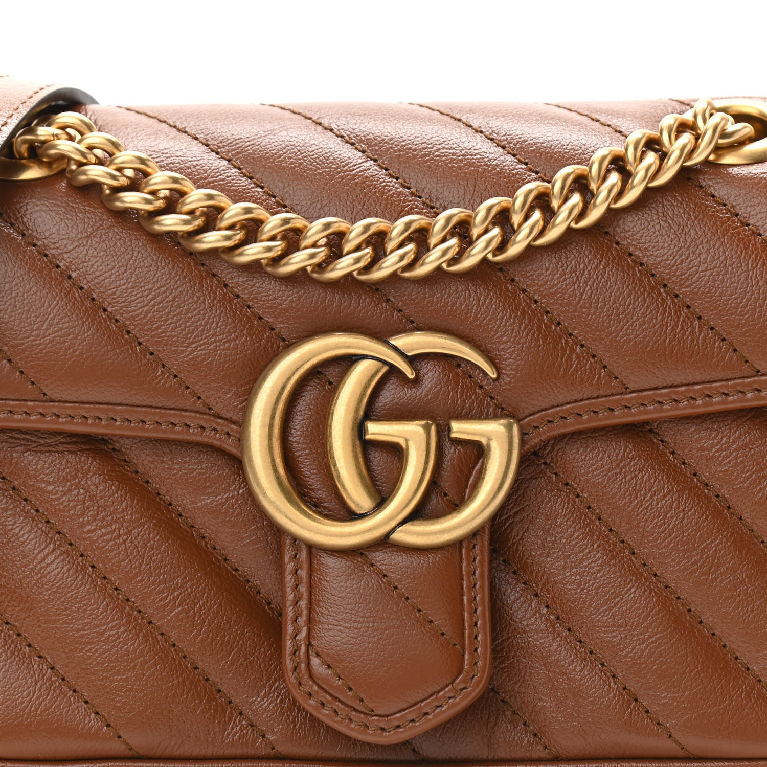 Gucci Azalea Calfskin Matelasse Diagonal Mini GG Marmont Shoulder Bag Cuir 9 of 11