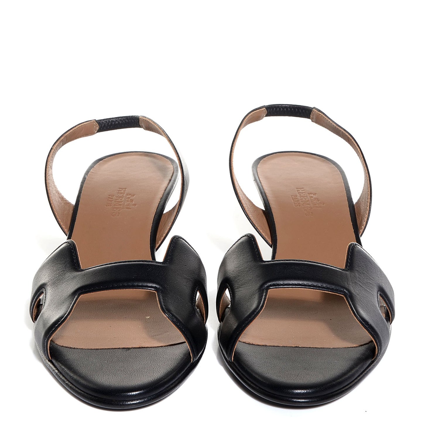 Calfskin Ottomane Slingback Sandals 37 Black