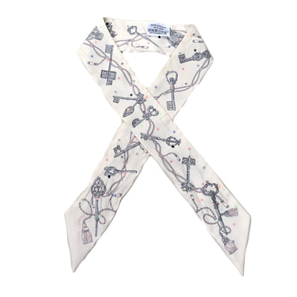 Hermes Silk Les Cles A Pois Twilly White Gris Acier 1 of 4