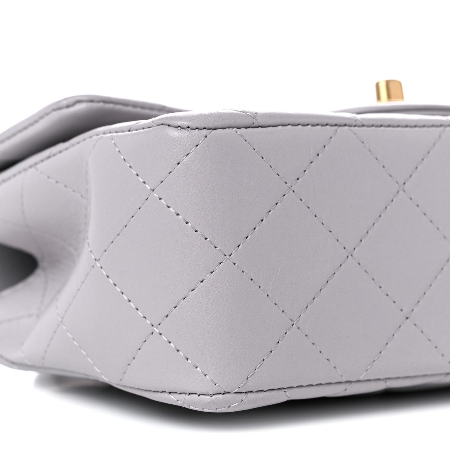Lambskin Quilted Mini Top Handle Rectangular Flap Grey