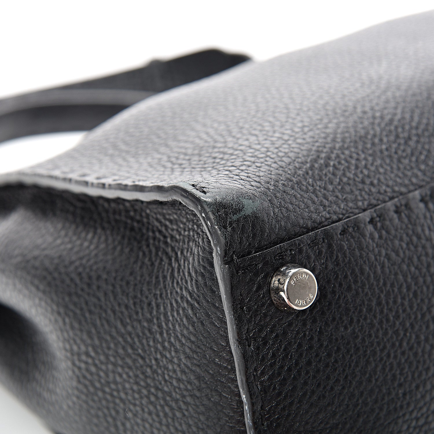 Fendi Cuoio Romano Selleria Bi-Color Medium Peekaboo Iconic Satchel Black Mou 14 of 17