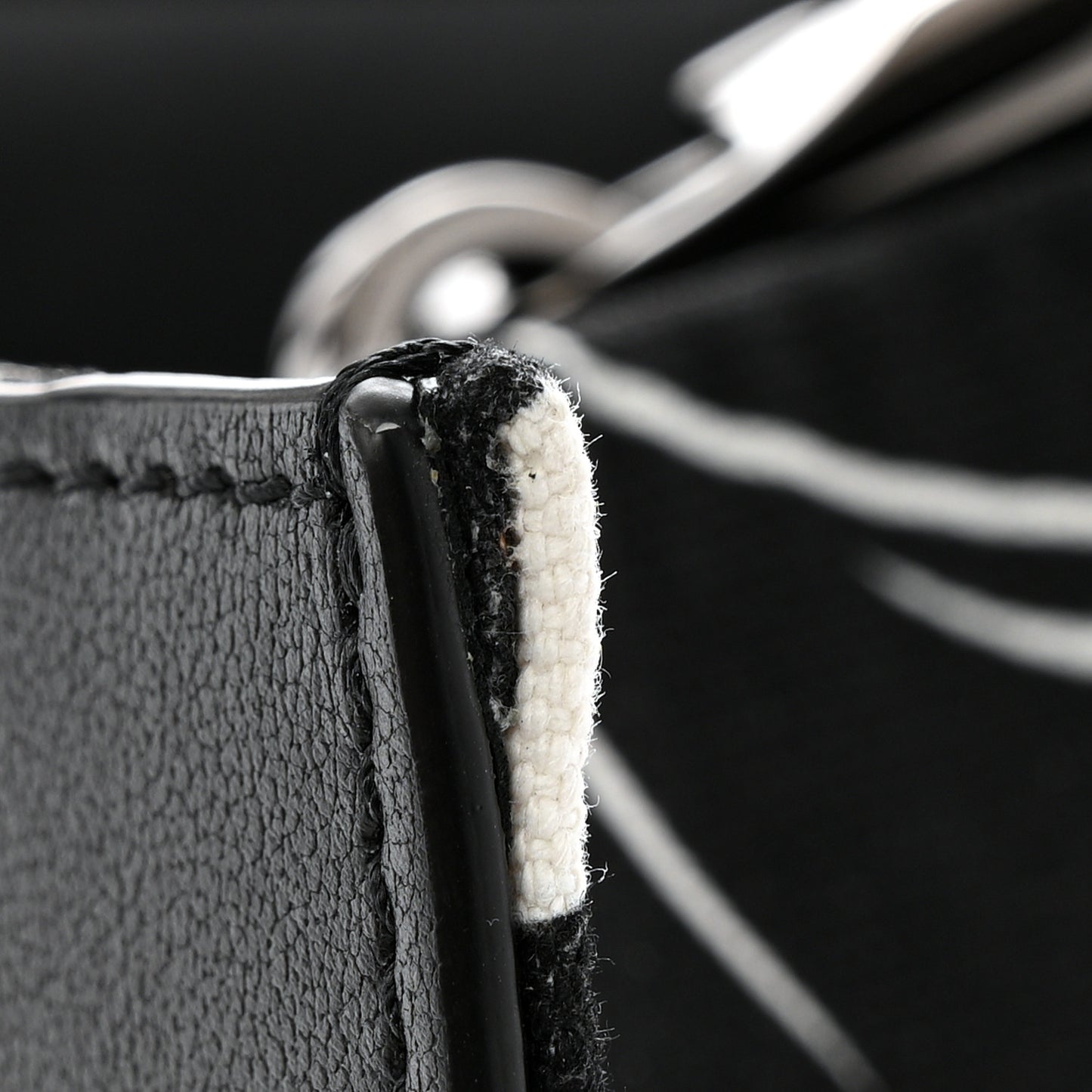 Canvas Panther Calfskin Crystal Small Vlogo Signature Tote Black White
