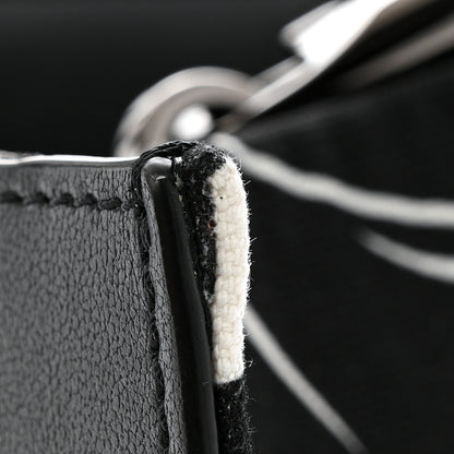 Valentino Garavani Canvas Panther Calfskin Crystal Small Vlogo Signature Tote Black White 10 of 12