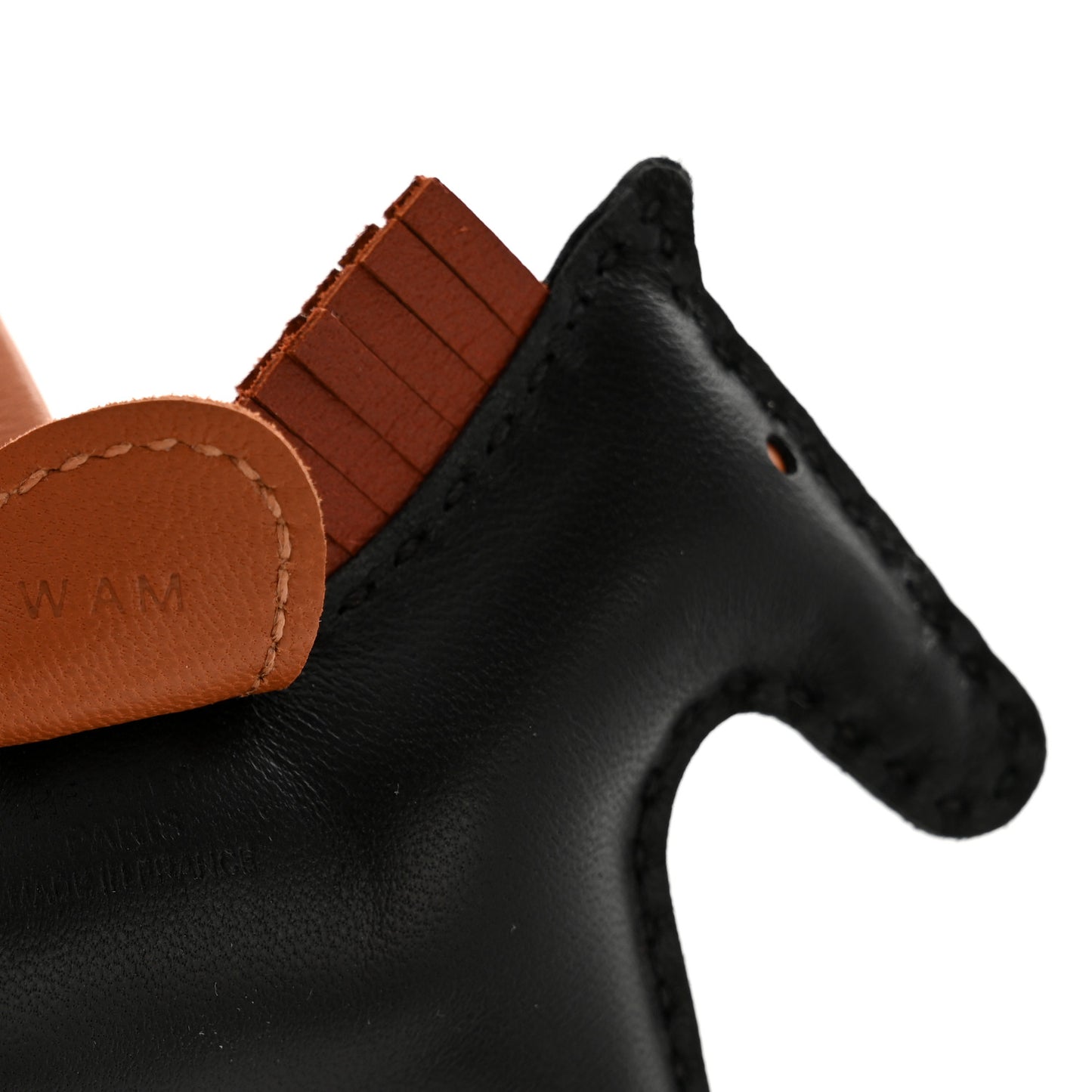 Milo Lambskin Grigri Rodeo Horse Bag Charm PM Black Sienne Gold