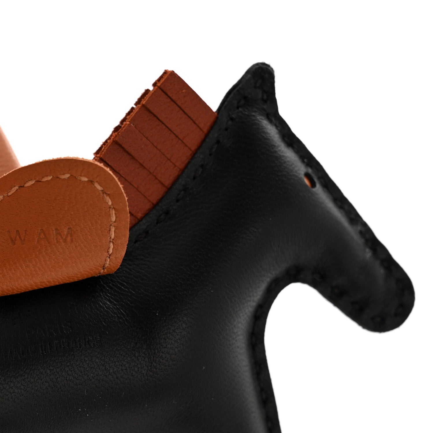 Hermes Milo Lambskin Grigri Rodeo Horse Bag Charm PM Black Sienne Gold 3 of 3