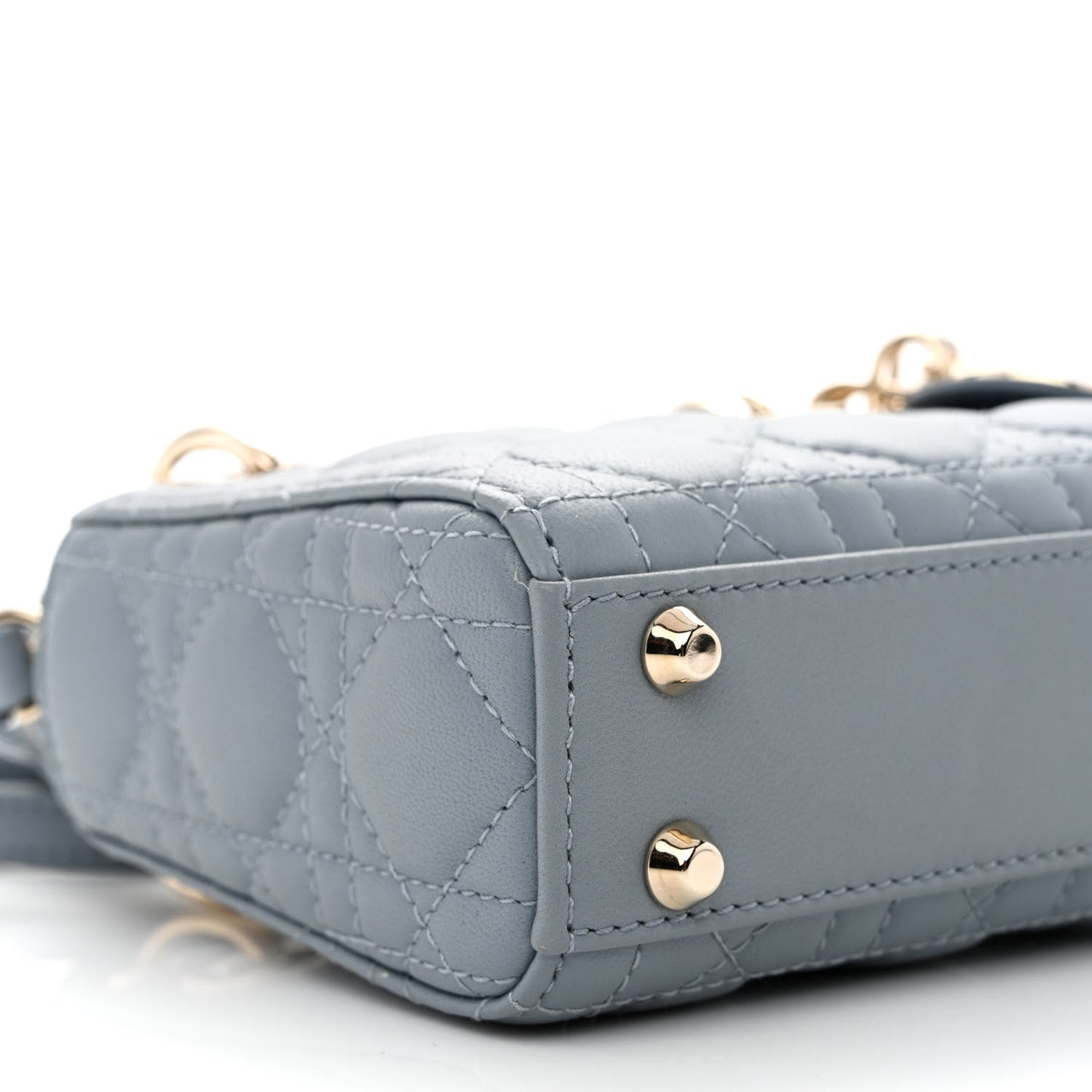 Lambskin Cannage Micro Lady Dior Cloud Gray