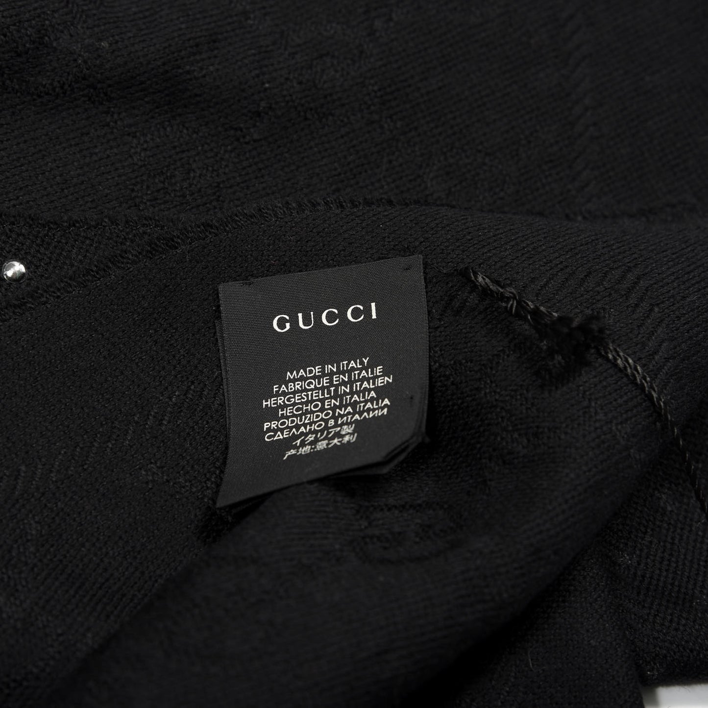 Wool Studded Jacquard GG Scarf Black