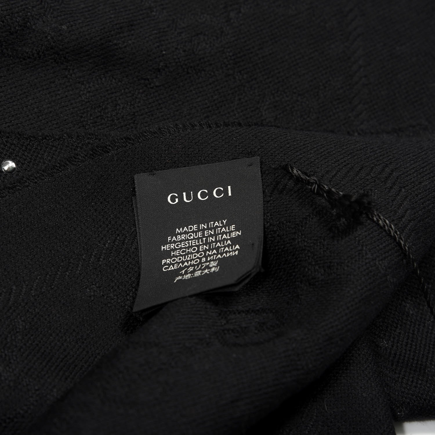 Gucci Wool Studded Jacquard GG Scarf Black 3 of 4