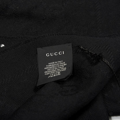 Gucci Wool Studded Jacquard GG Scarf Black 3 of 4