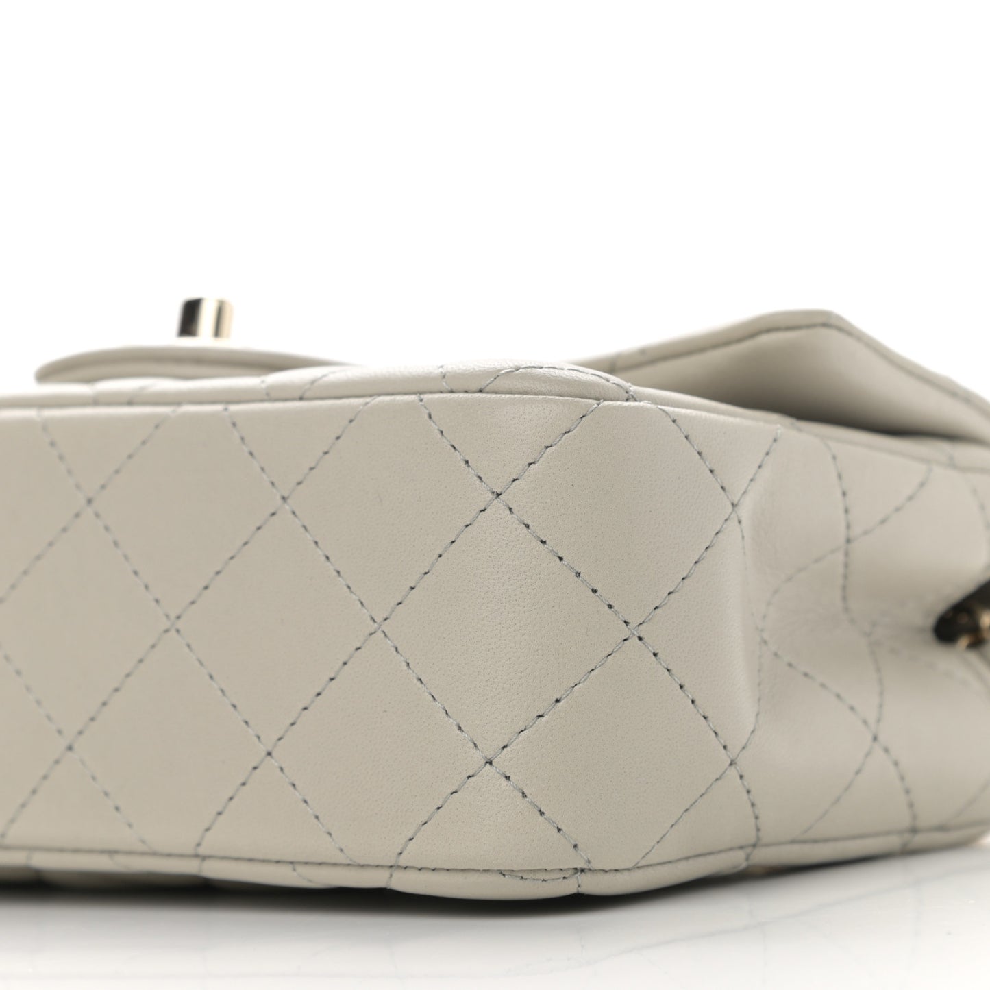 Lambskin Quilted Mini Rectangular Flap Grey