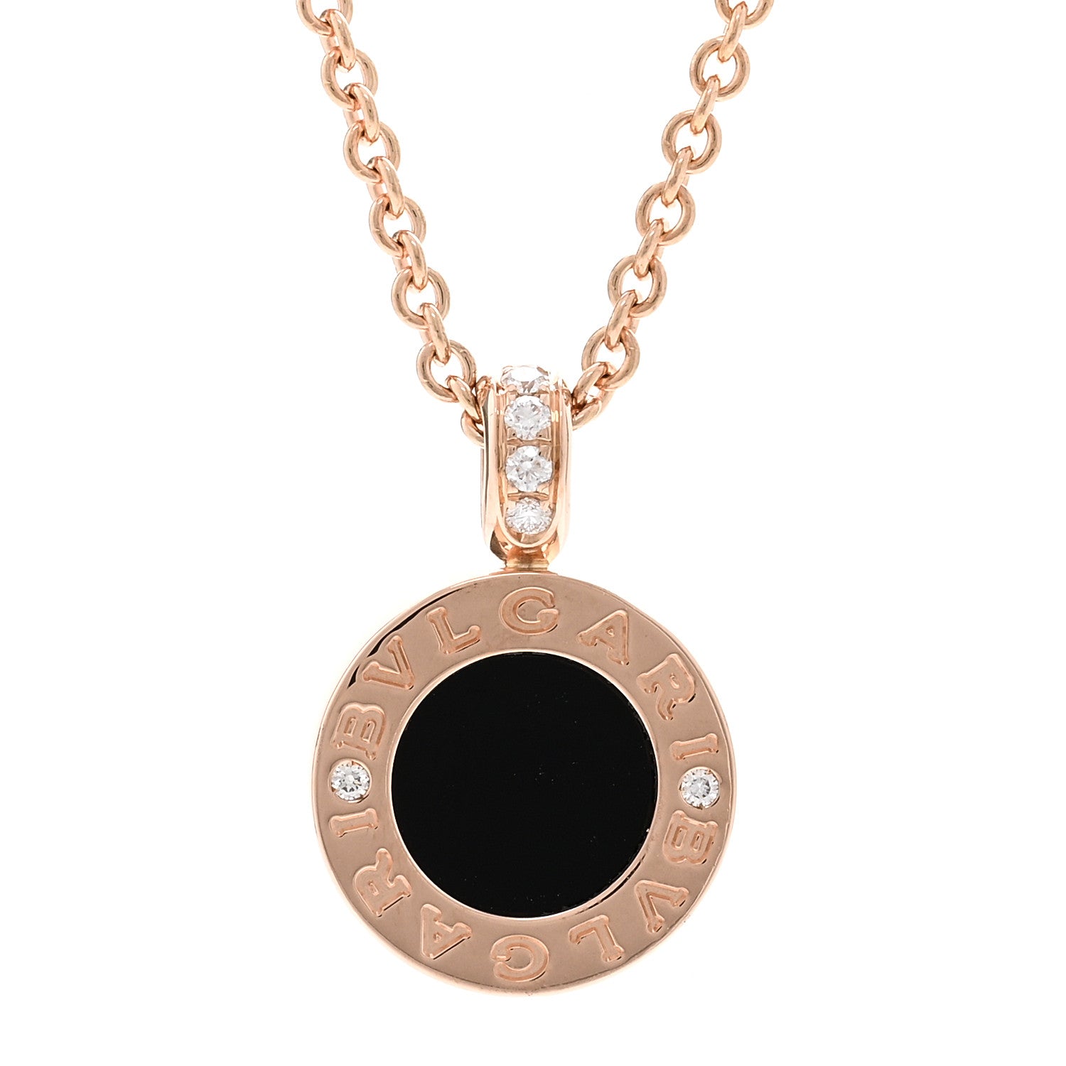 Bulgari 18K Rose Gold Diamond Black Onyx Mother of Pearl BVLGARI BVLGARI Pendant Necklace 4 of 6