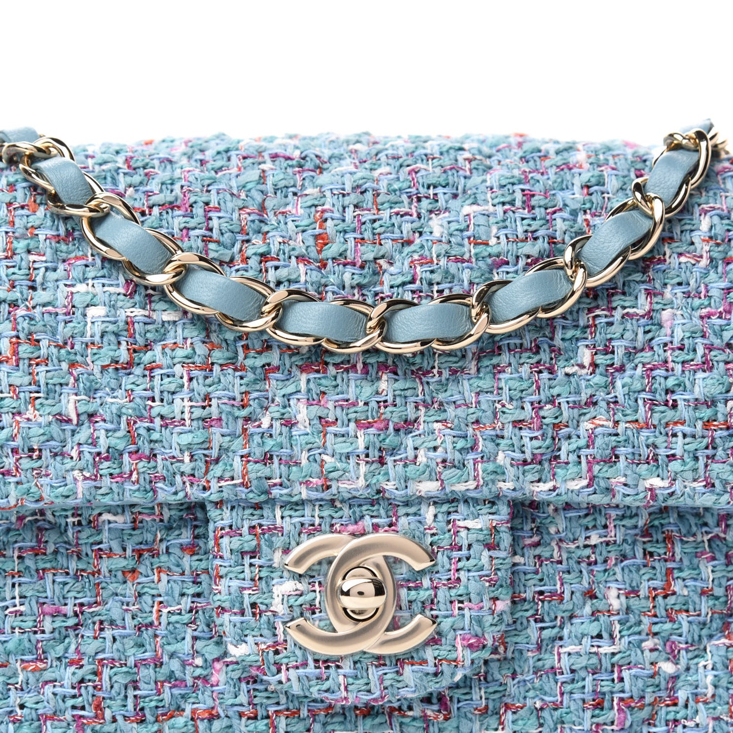 Tweed Quilted Mini Rectangular Flap Turquoise Purple White Red