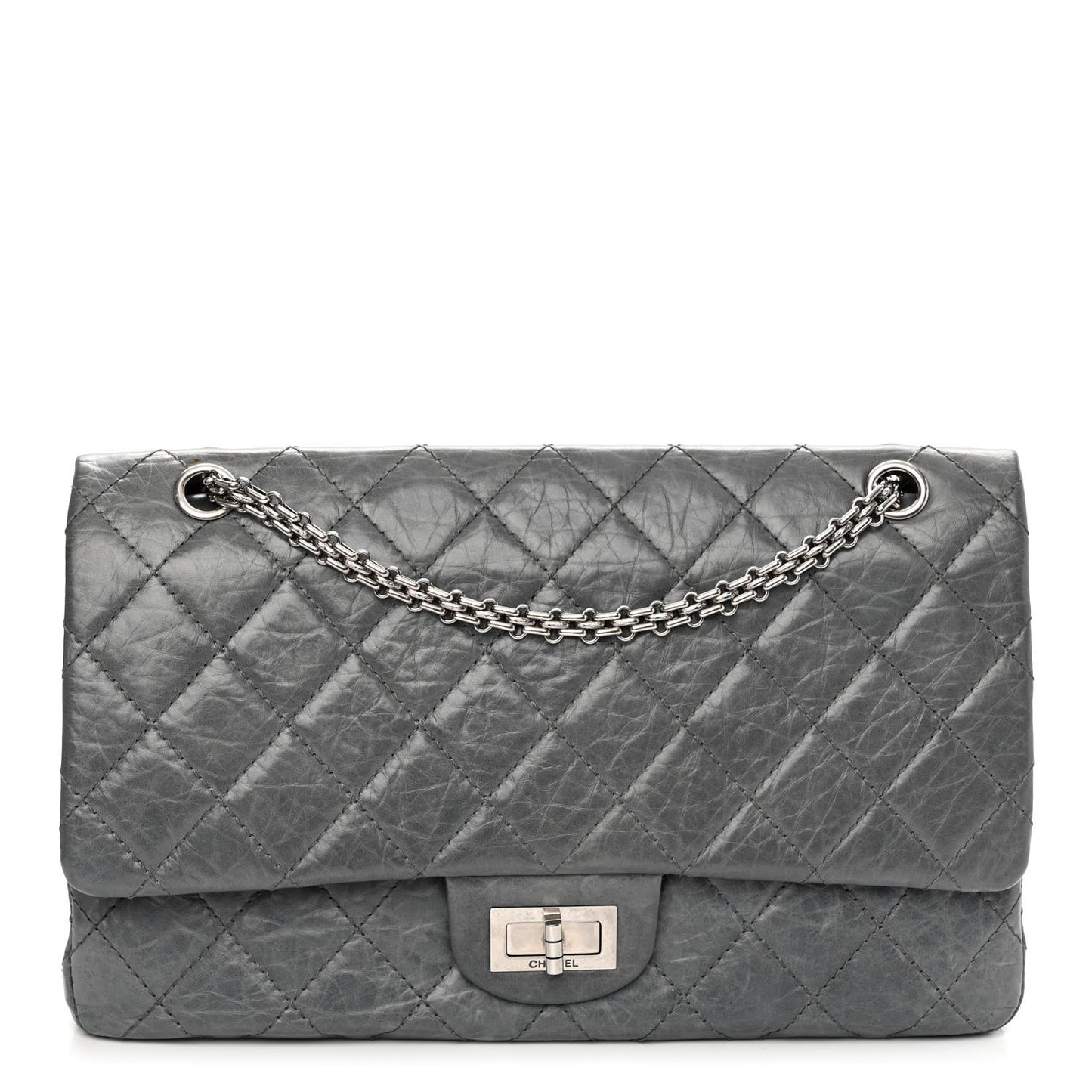 Aged Calfskin Quilted 50th Anniversary 2.55 Reissue 227 Flap Grey