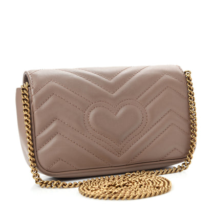 Gucci Calfskin Matelasse Super Mini GG Marmont Shoulder Bag Porcelain Rose 3 of 12