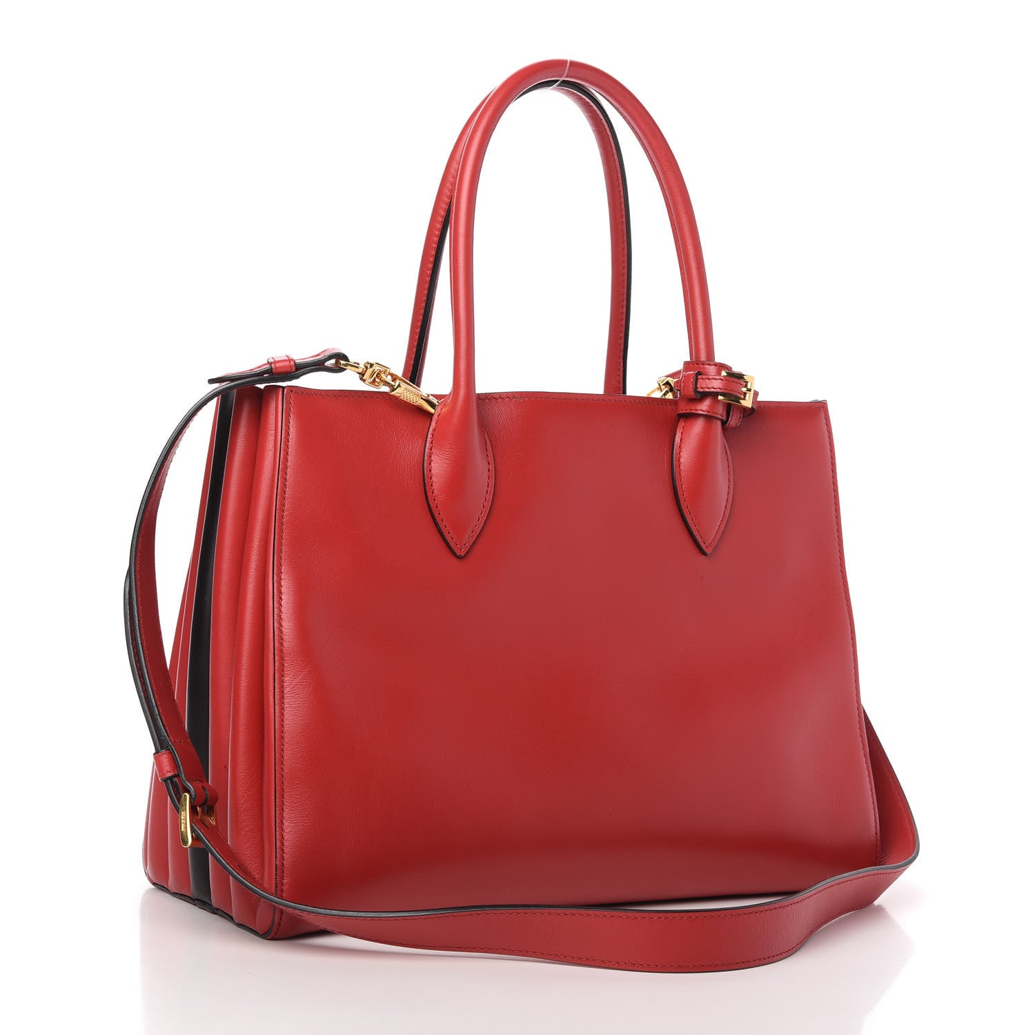 Prada City Calfskin Medium Colorblock Bibliothèque Tote Fuoco Black 3 of 10
