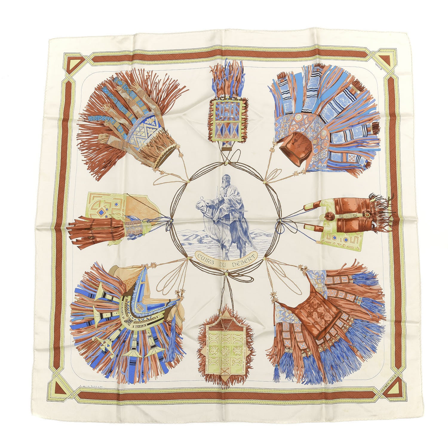 Hermes Silk Cuirs Du Desert Scarf 90 1 of 4