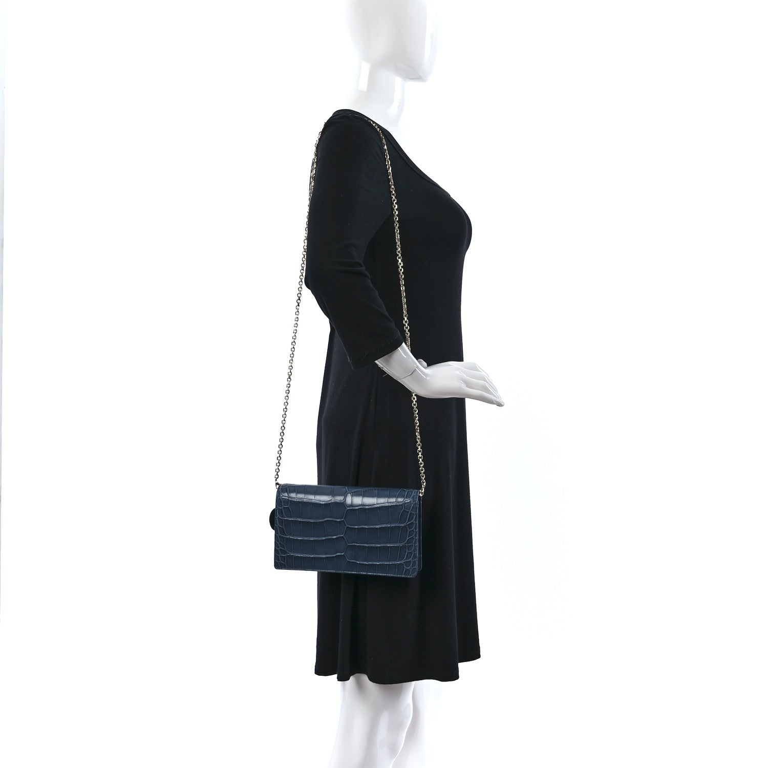 Christian Dior Alligator Lady Dior Pouch Blue 2 of 11
