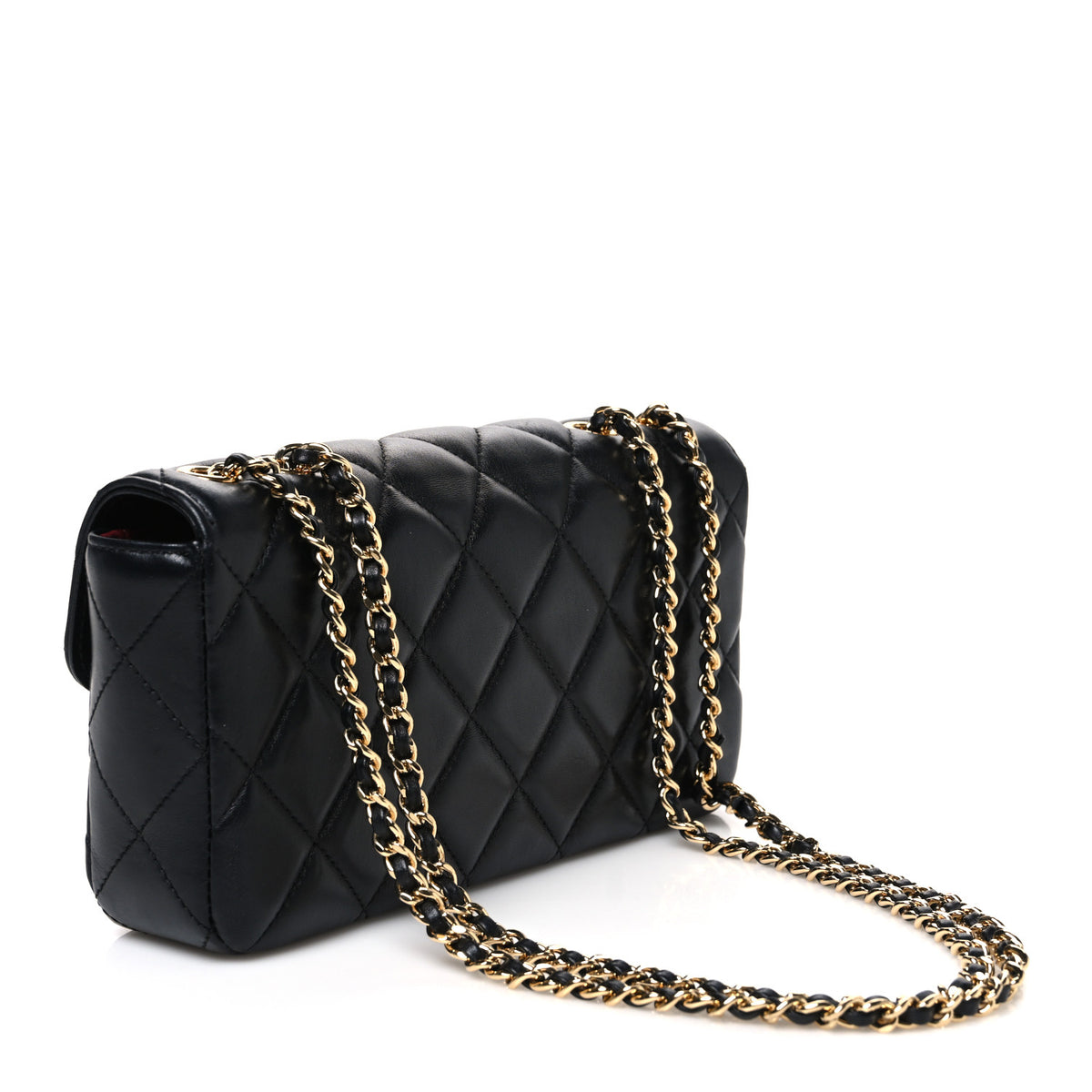 Chanel Lambskin Quilted Small East West Flap Black 3 of 10