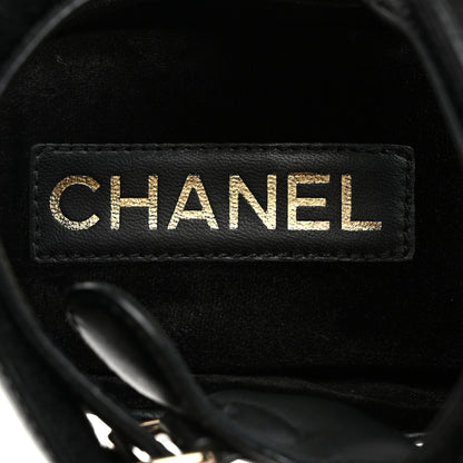 Chanel Shiny Calfskin Logo Platform Sandals 36 Black 6 of 9