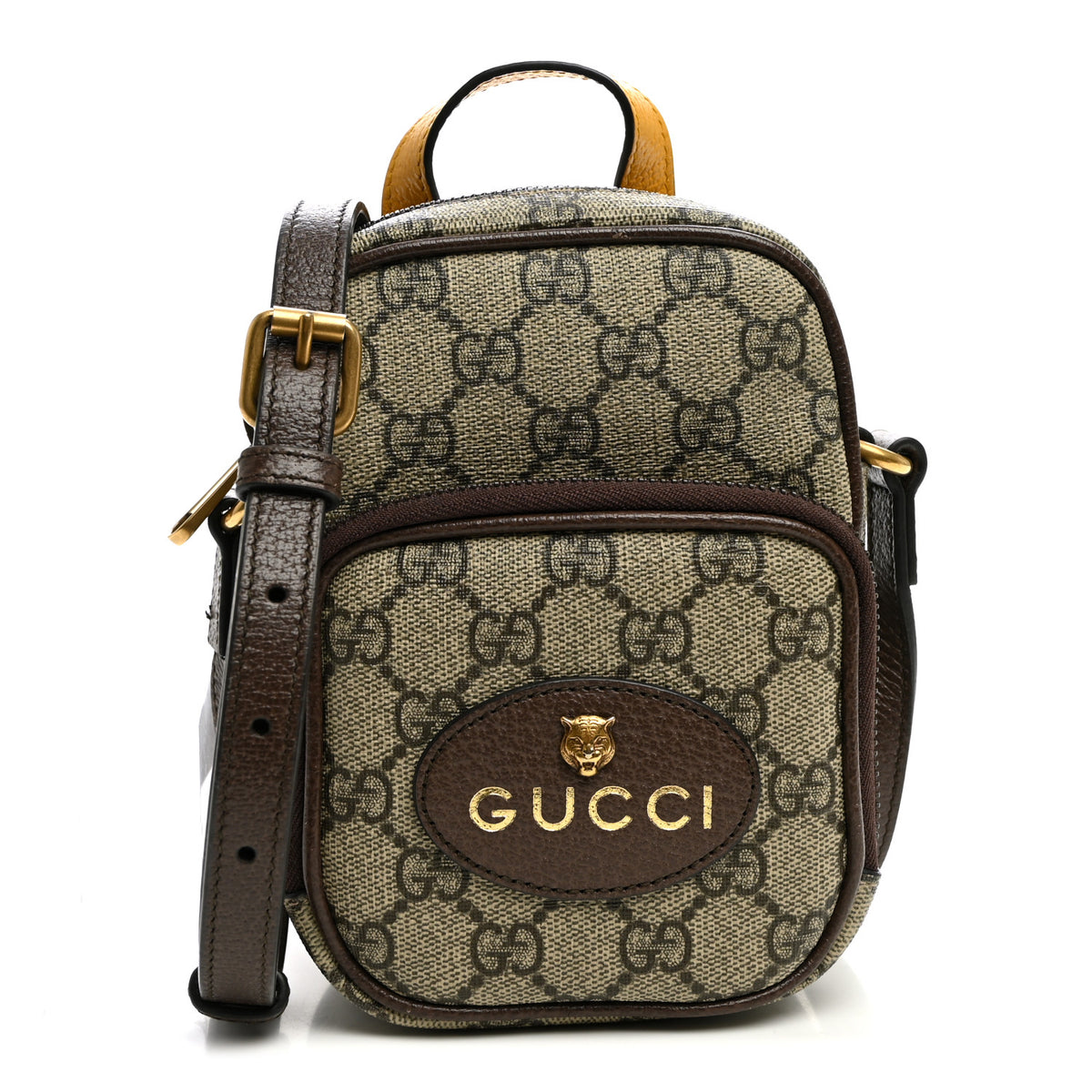 Gucci GG Supreme Monogram Mini Neo Vintage Double Zip Messenger Bag Beige New Acero Crop 1 of 13