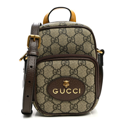Gucci GG Supreme Monogram Mini Neo Vintage Double Zip Messenger Bag Beige New Acero Crop 1 of 13