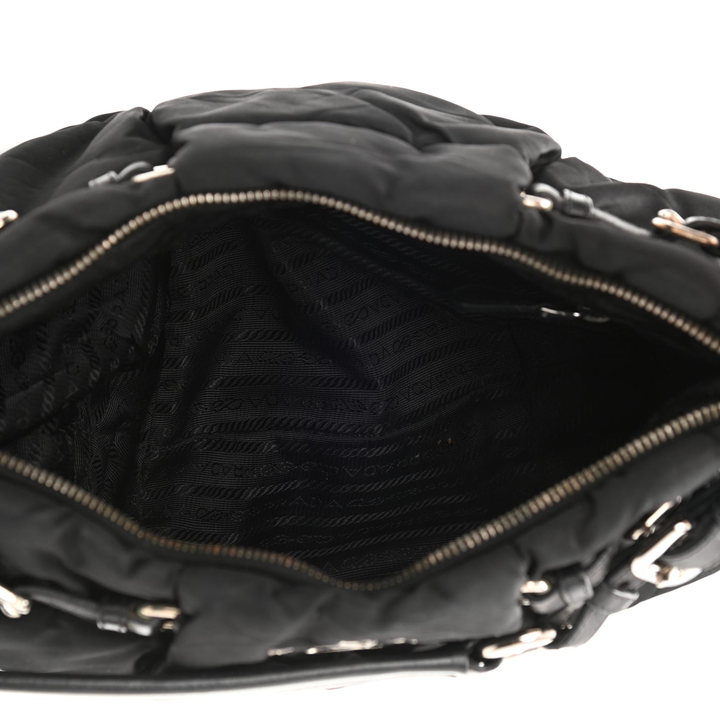 Tessuto Nylon Quilted Shoulder Bag Black