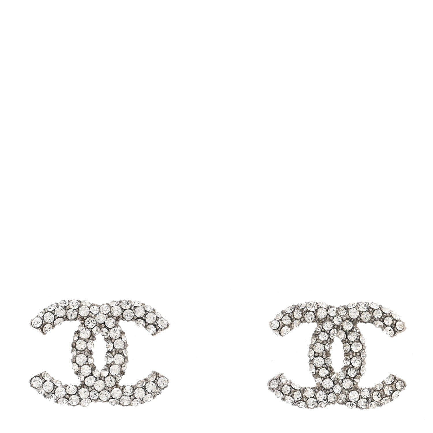 Chanel Crystal CC Earrings Silver 1 of 4