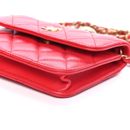 Chanel Lambskin Quilted Pearl Crush Clutch With Chain Red 10 of 10