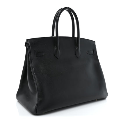 Hermes Epsom Horseshoe Birkin 35 Black Bleu Nuit 3 of 18