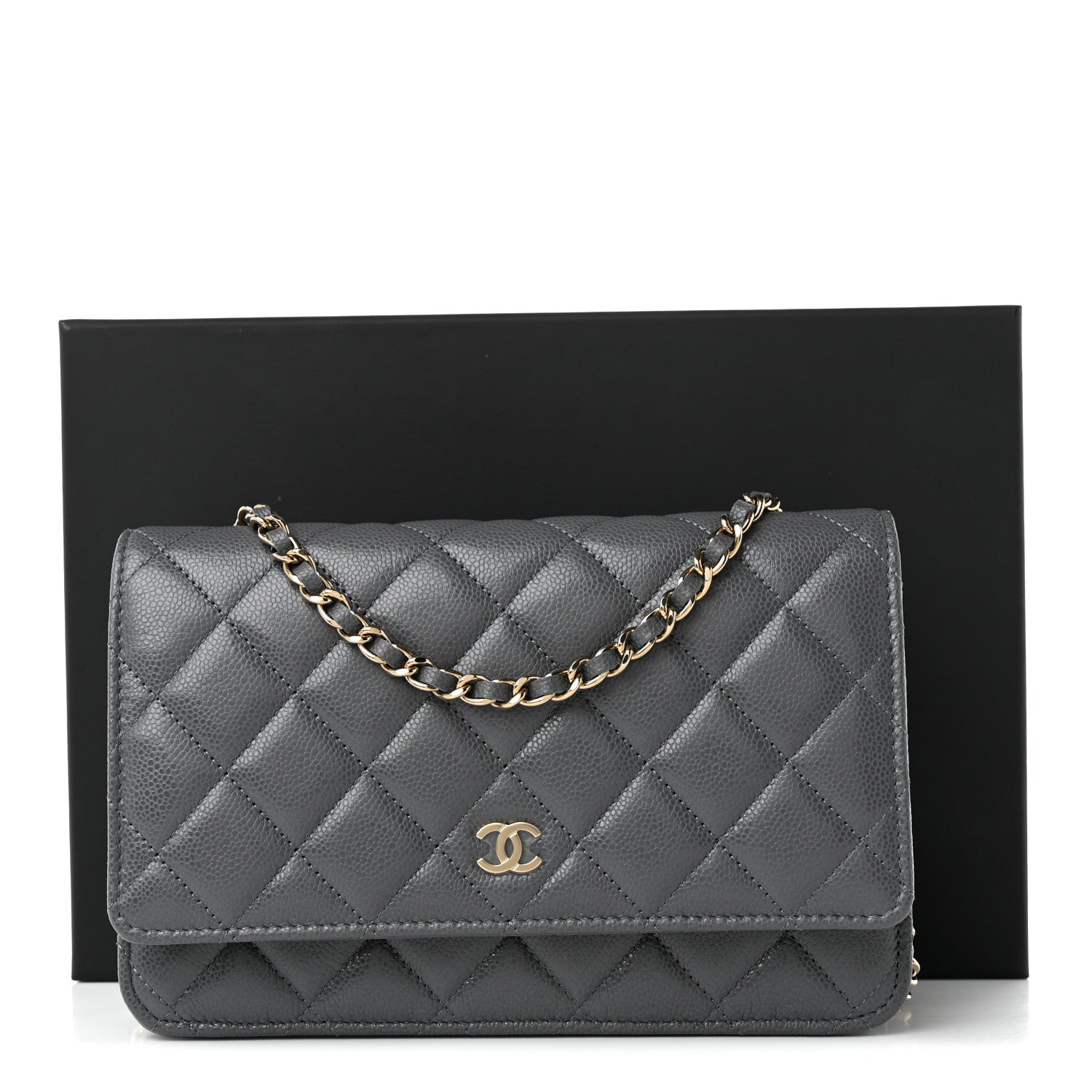 Chanel Caviar Quilted Wallet on Chain WOC Grey 11 of 11