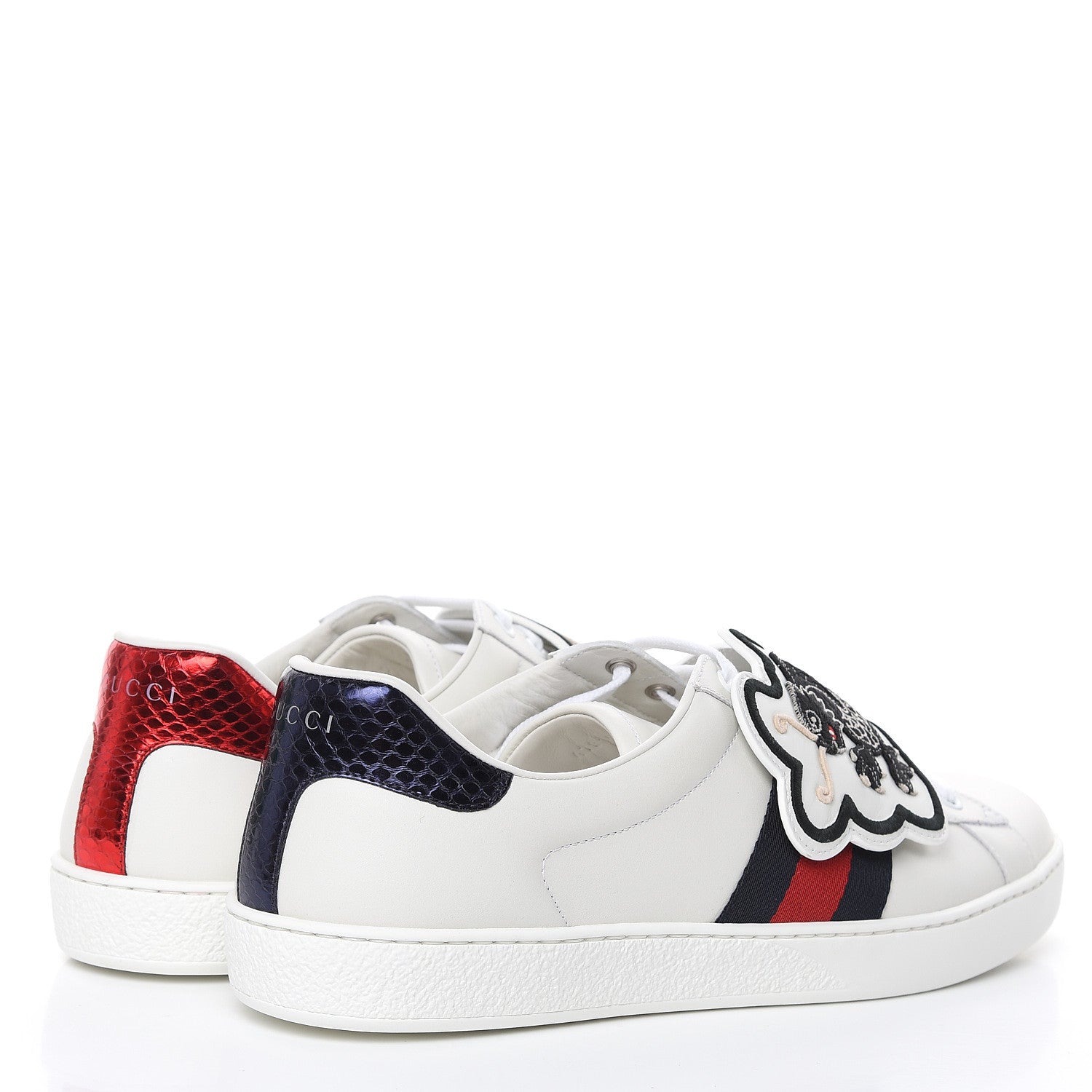 Gucci Calfskin Ayers Web UFO Dragon Embroidered Mens Ace Sneakers 11 White 4 of 9