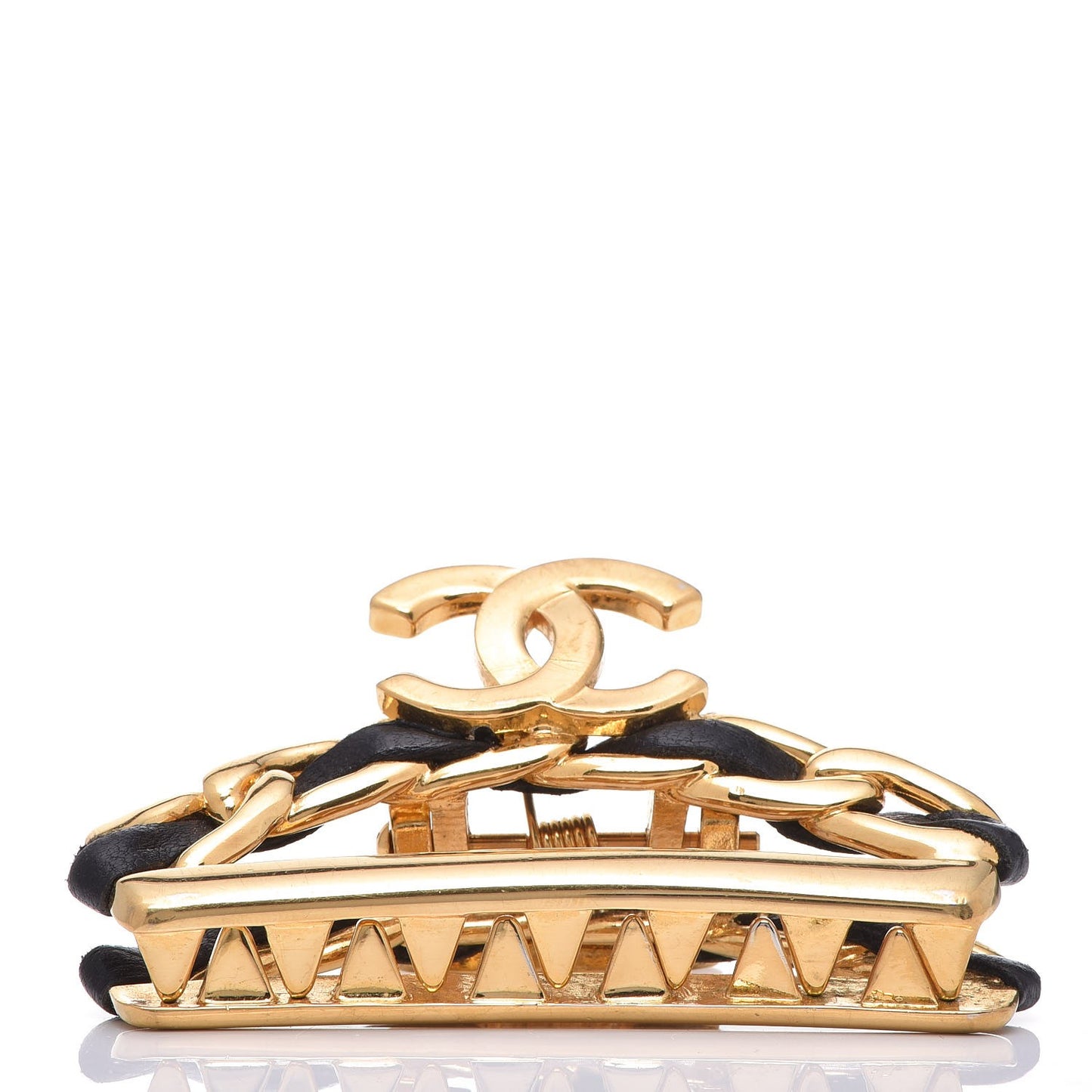 Lambskin CC Hair Clip Black Gold