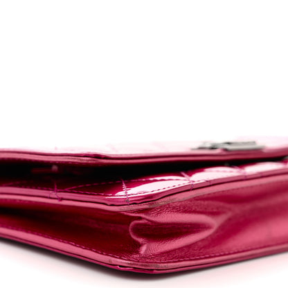 Chanel Metallic Patent Calfskin Quilted Boy Wallet On Chain WOC Fuchsia 10 of 11