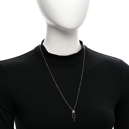 Saint Laurent Metal Crystal Sim Key Pendant Necklace Silver 2 of 6