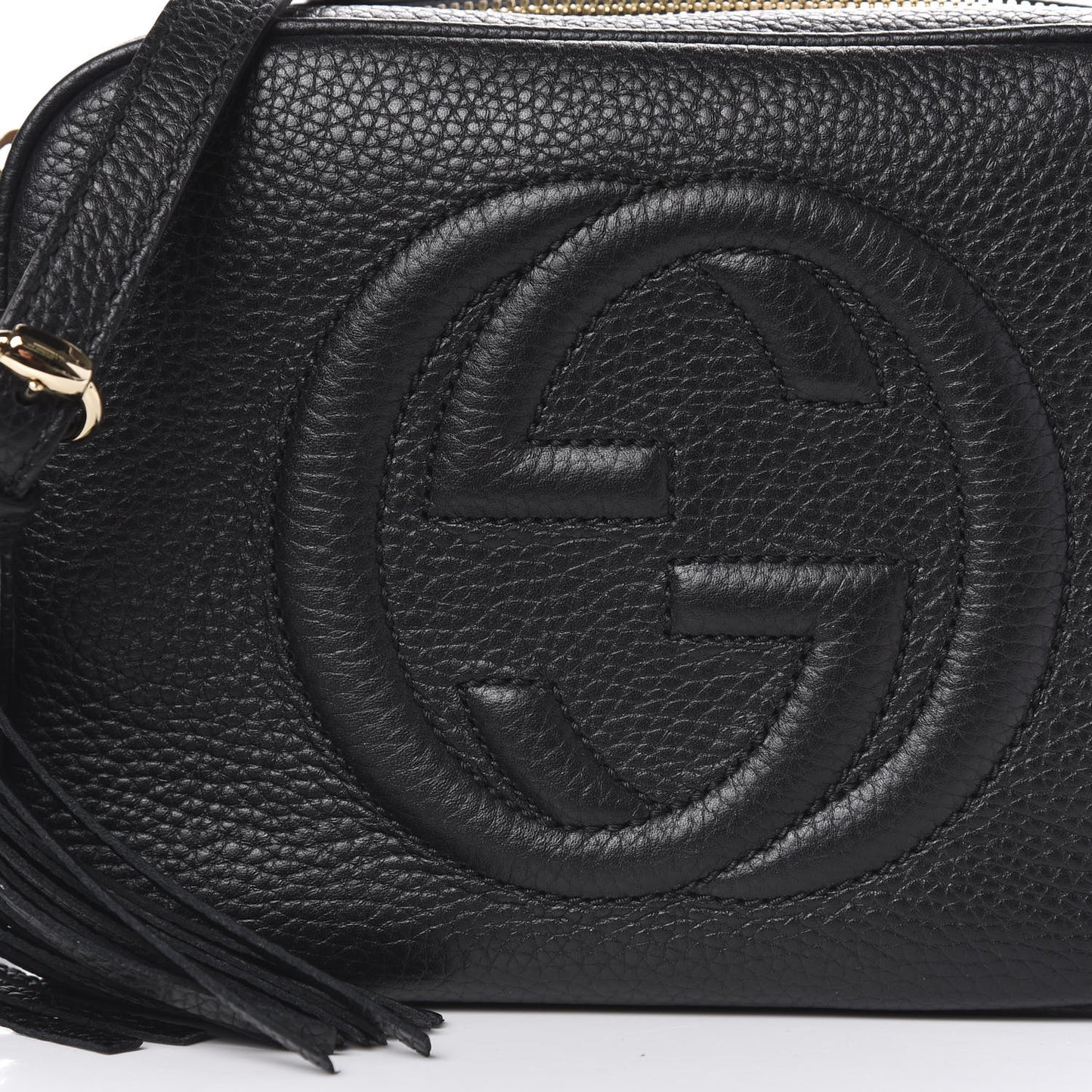 Pebbled Calfskin Small Soho Disco Bag Black