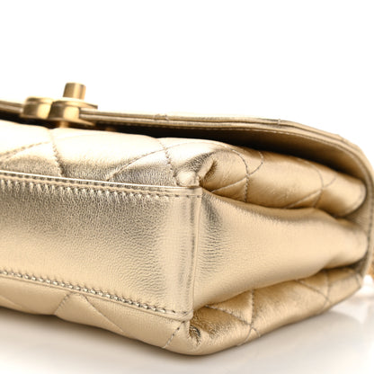 Chanel Metallic Lambskin Quilted Mini CC Crystal Logo Chain Flap Gold 10 of 11