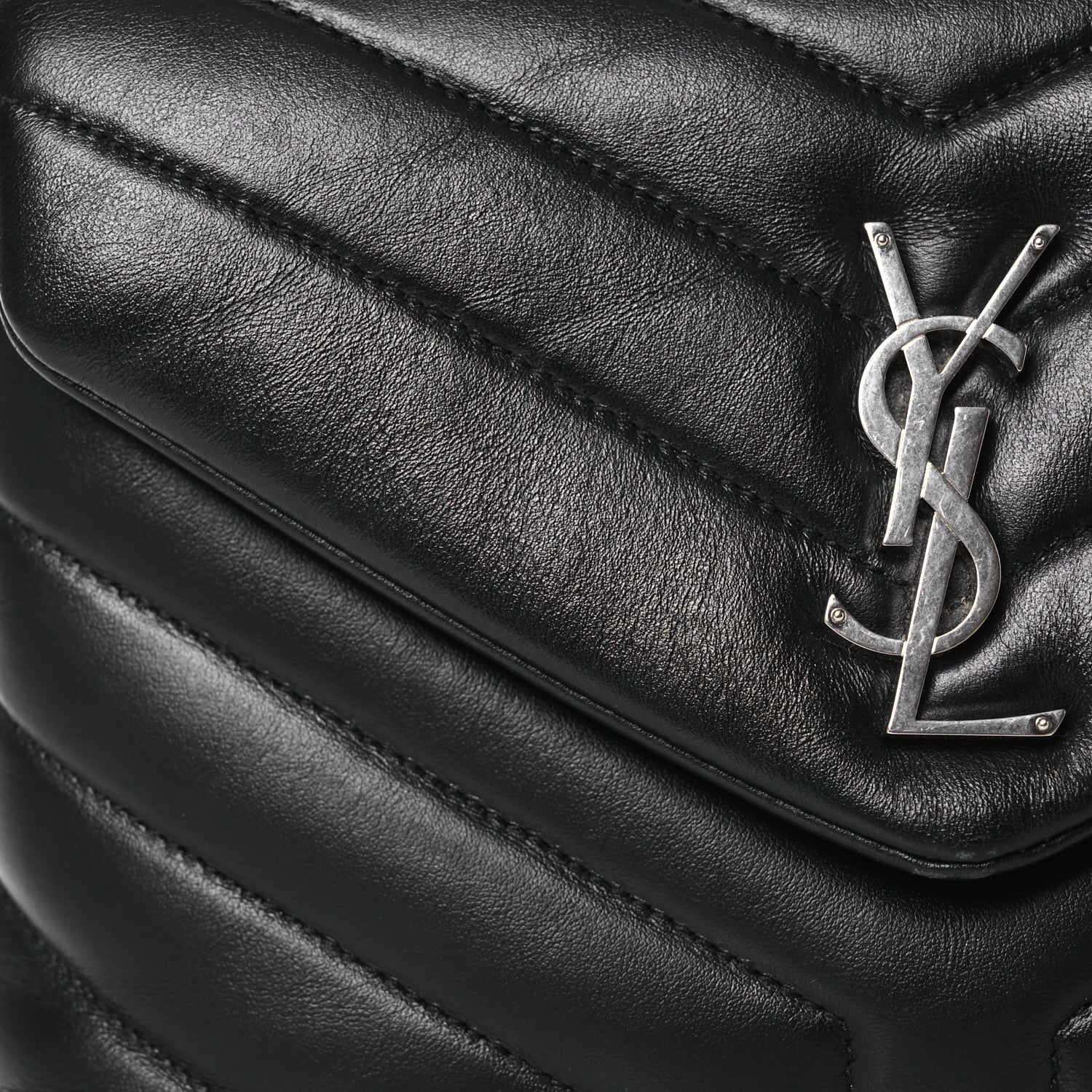 Saint Laurent Calfskin Y Quilted Monogram Small Loulou Chain Satchel Black 5 of 17