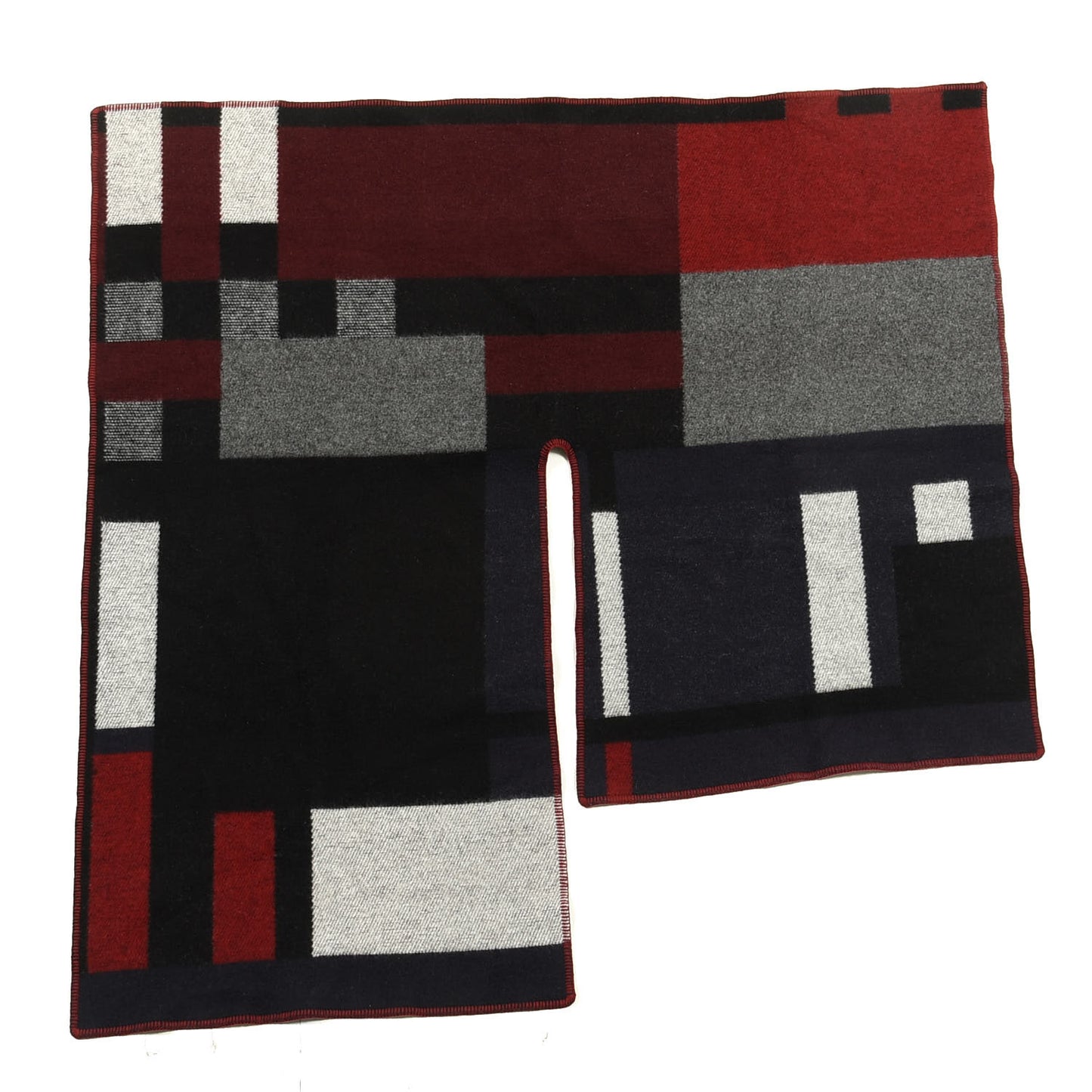 Wool Cashmere Mega Check Cape Scarf Scarf Navy