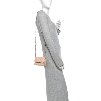 Chanel Caviar Quilted Mini Ribbon Clutch With Chain Light Beige 2 of 11