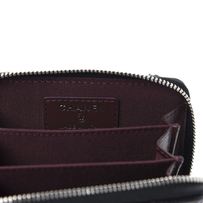 Chanel Caviar Quilted Zip Around Coin Purse Wallet On Chain Black 8 of 10
