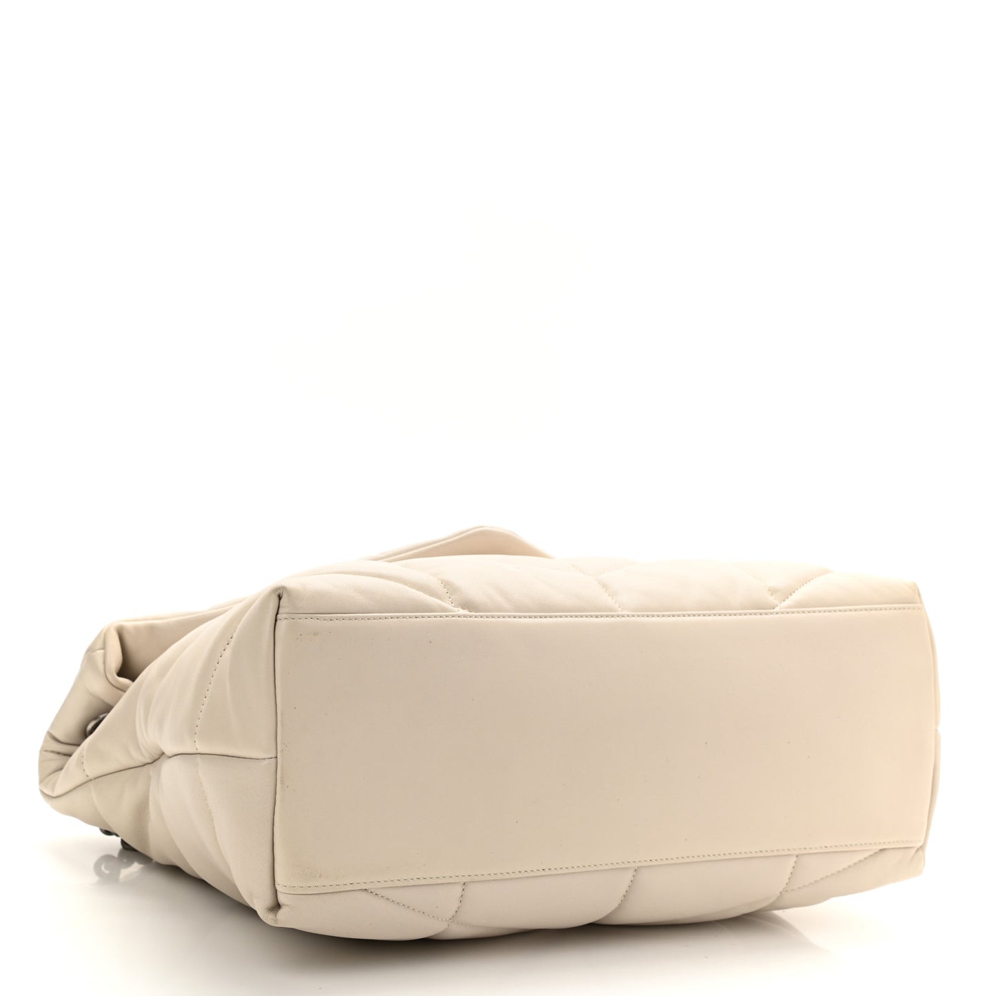Lambskin Quilted Medium Loulou Puffer Monogram Chain Satchel Crema Soft