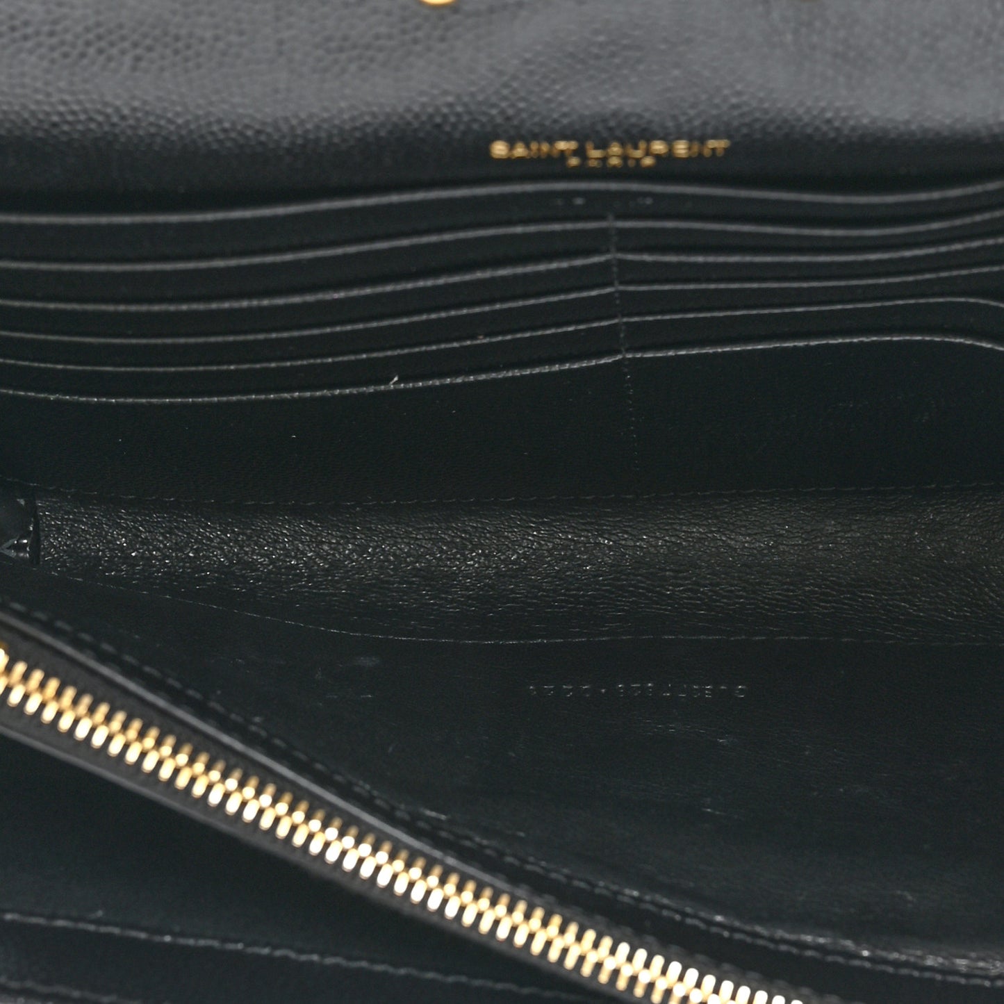 Grain De Poudre Matelasse Chevron Monogram Chain Wallet Black