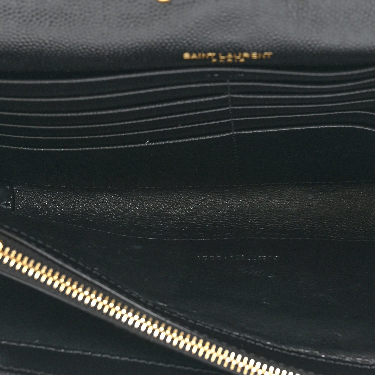 Saint Laurent Grain De Poudre Matelasse Chevron Monogram Chain Wallet Black 7 of 12