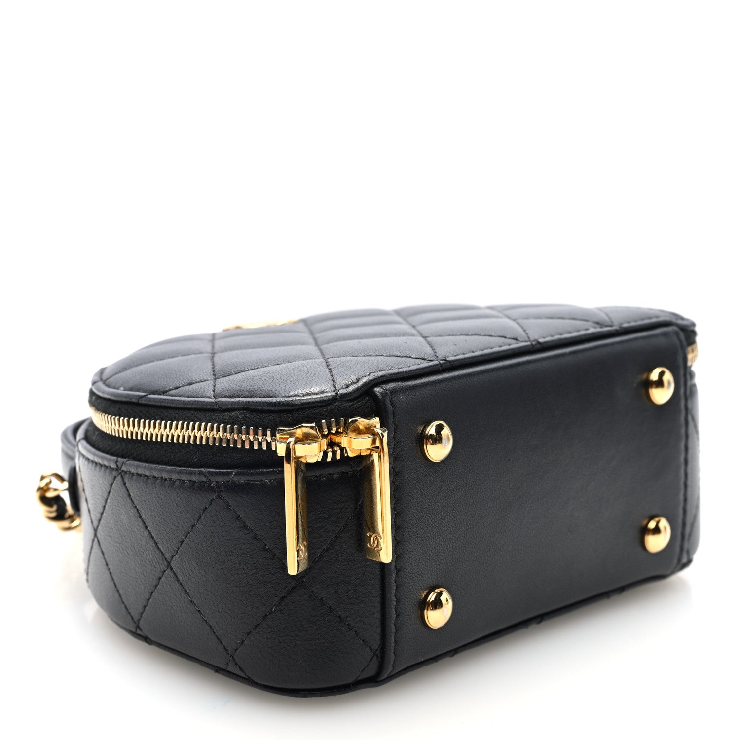 Chanel Lambskin Quilted Chic Riviera Top Handle Vanity Case Black 4 of 10