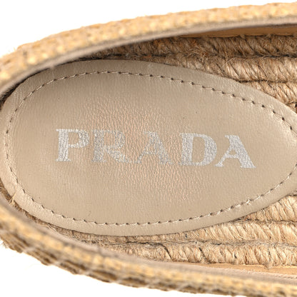 Prada Raffia Triangle Logo Crochet 20mm Espadrilles 38 Naturale 8 of 8