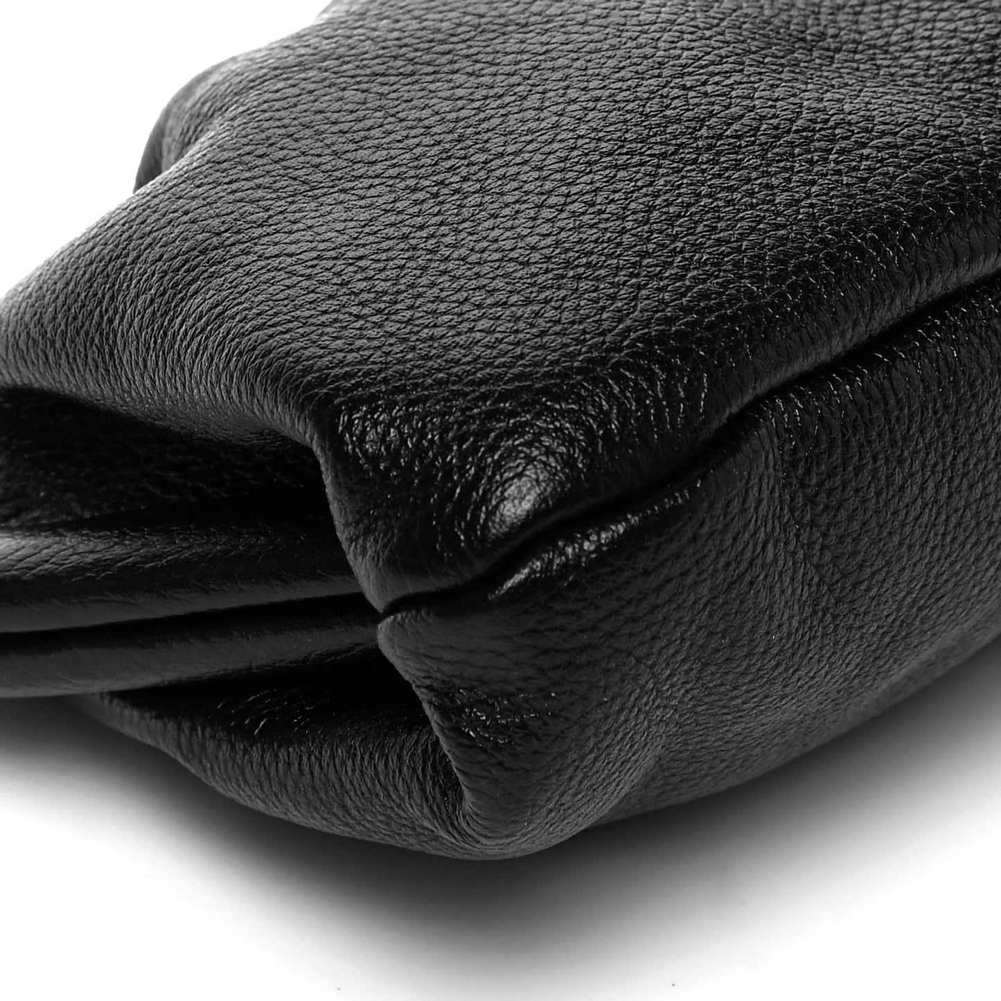 Grained Calfskin Logo Cloud Clutch XS Black